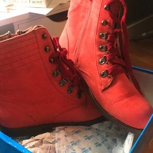 Coral suede boots